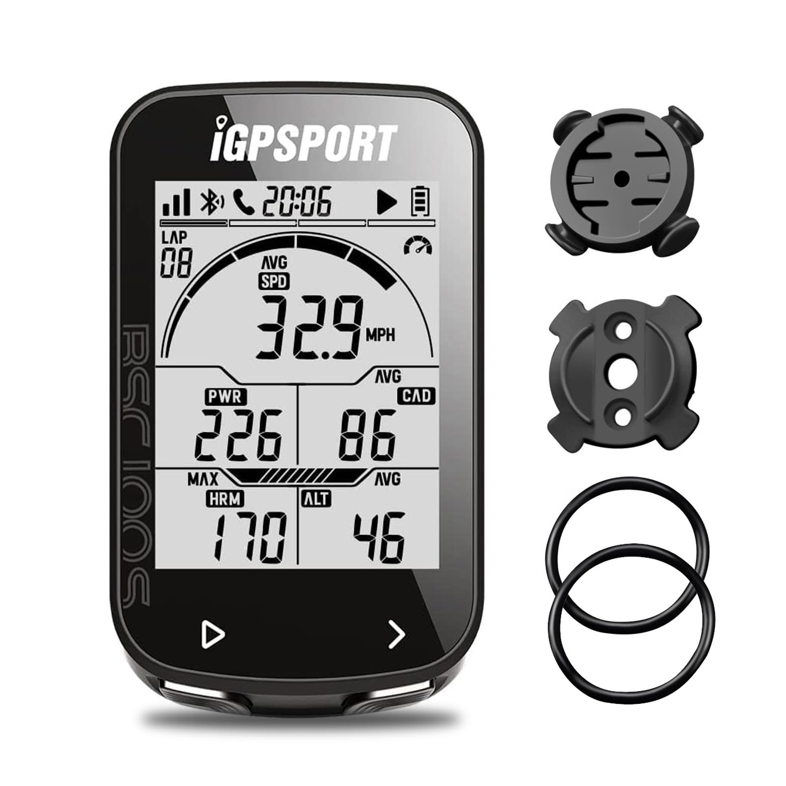 iGPSPORT BSC100S Wireless Bike Computer, 2.6 inch LCD Screen Auto Backlight, IPX7 Waterproof, 40H Battery Life, ANT+/Bluetooth 5.0 GPS Cycle Computer