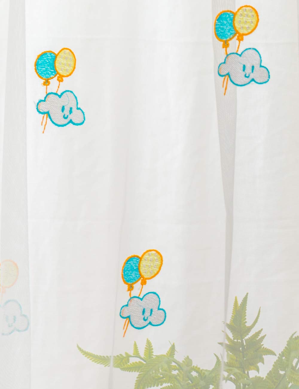 Lactraum Tenda per cameretta di bambini e bambine, ricamata con stelle e lune, in voile, in sfumature di blu con fascia arricciata 300 x 245 cm (larghezza x altezza