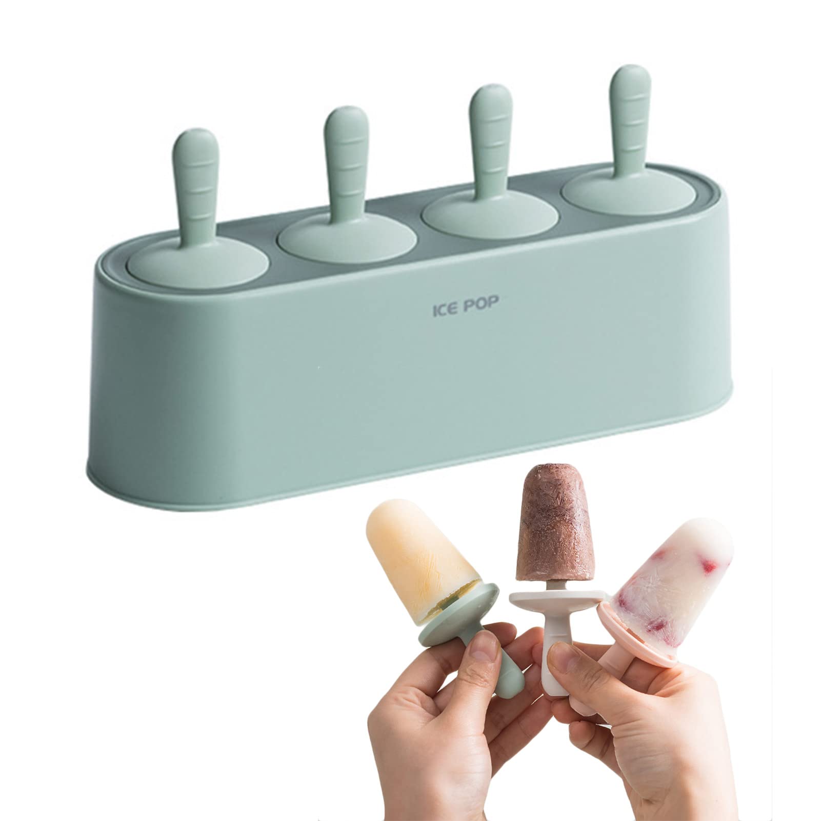 Siliconen babyijslollyvormpjes met 4 handvatten - gemakkelijk te
