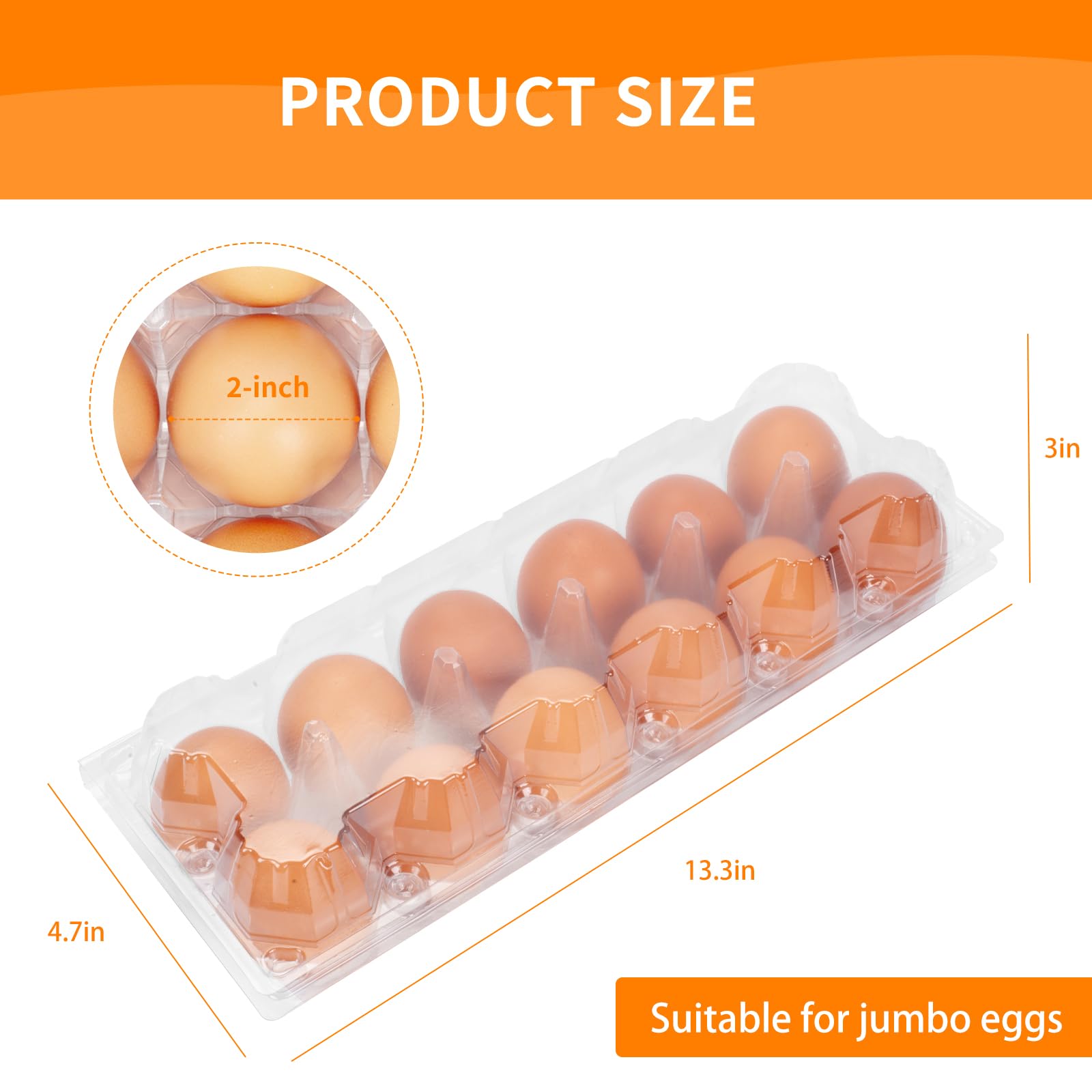 Confezione da 60 cartoni per uova jumbo per uova d'anatra per fattoria di polli da ranch, esposizione del mercato commerciale delle imprese, griglie 2x6