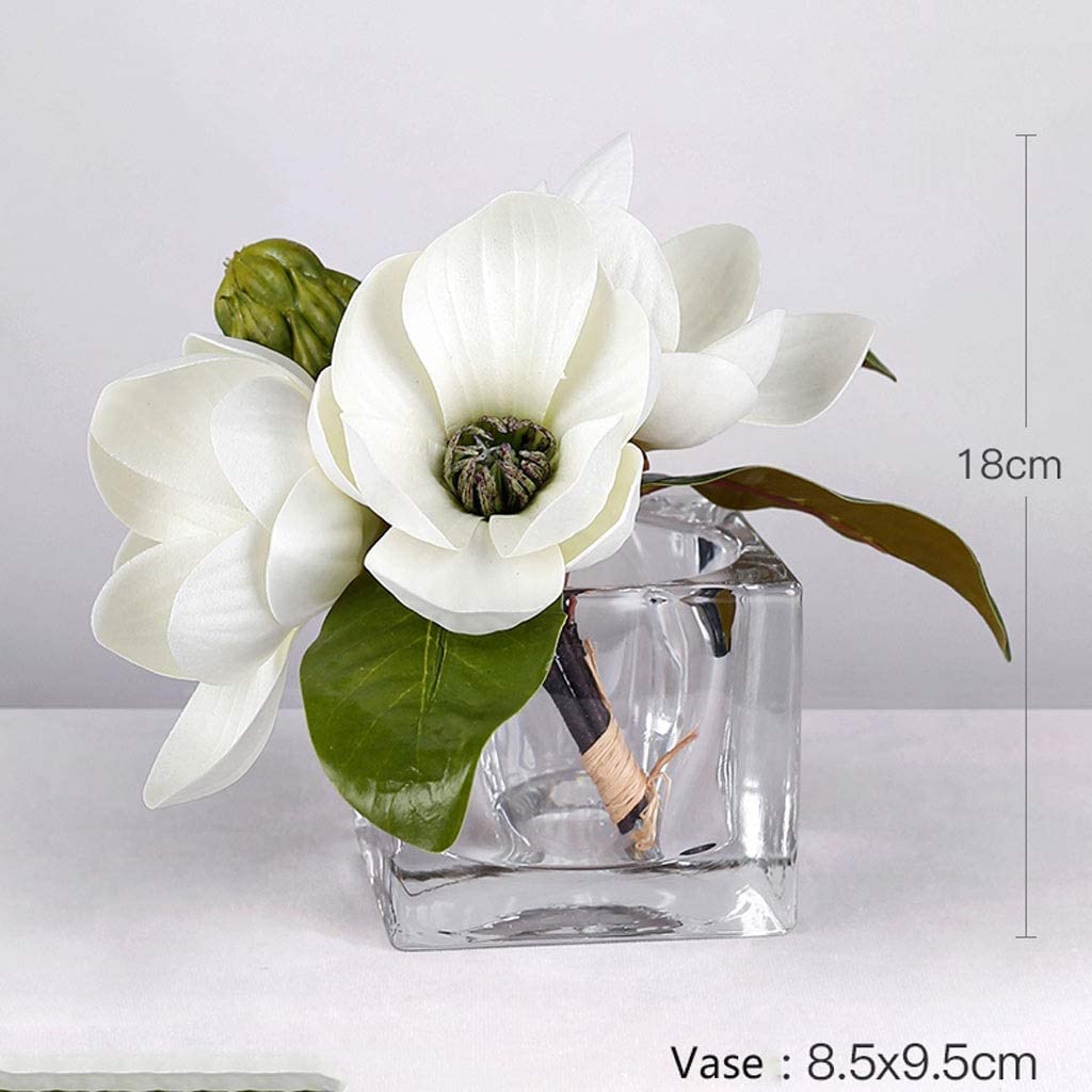 Fiori Artificiali Fiori Artificiali Con Vaso, Composizione Di Finti In Seta Per Centrotavola, Decorazione Per Matrimoni A Casa Finti(White-2)