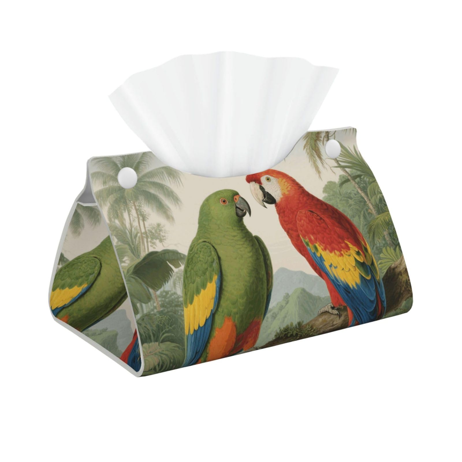Pu Leather Tissue Box Cover, Parrot Rectangle Tissue Case Covers Decorative Tissue Box Holder Waterproof Tissue Holder Organizer for Bathroom Home Office