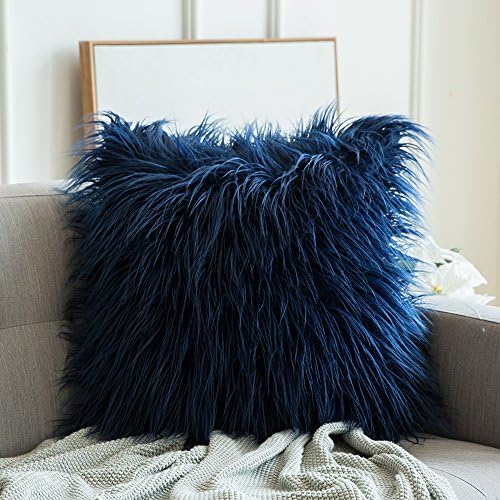 dark blue fur throw