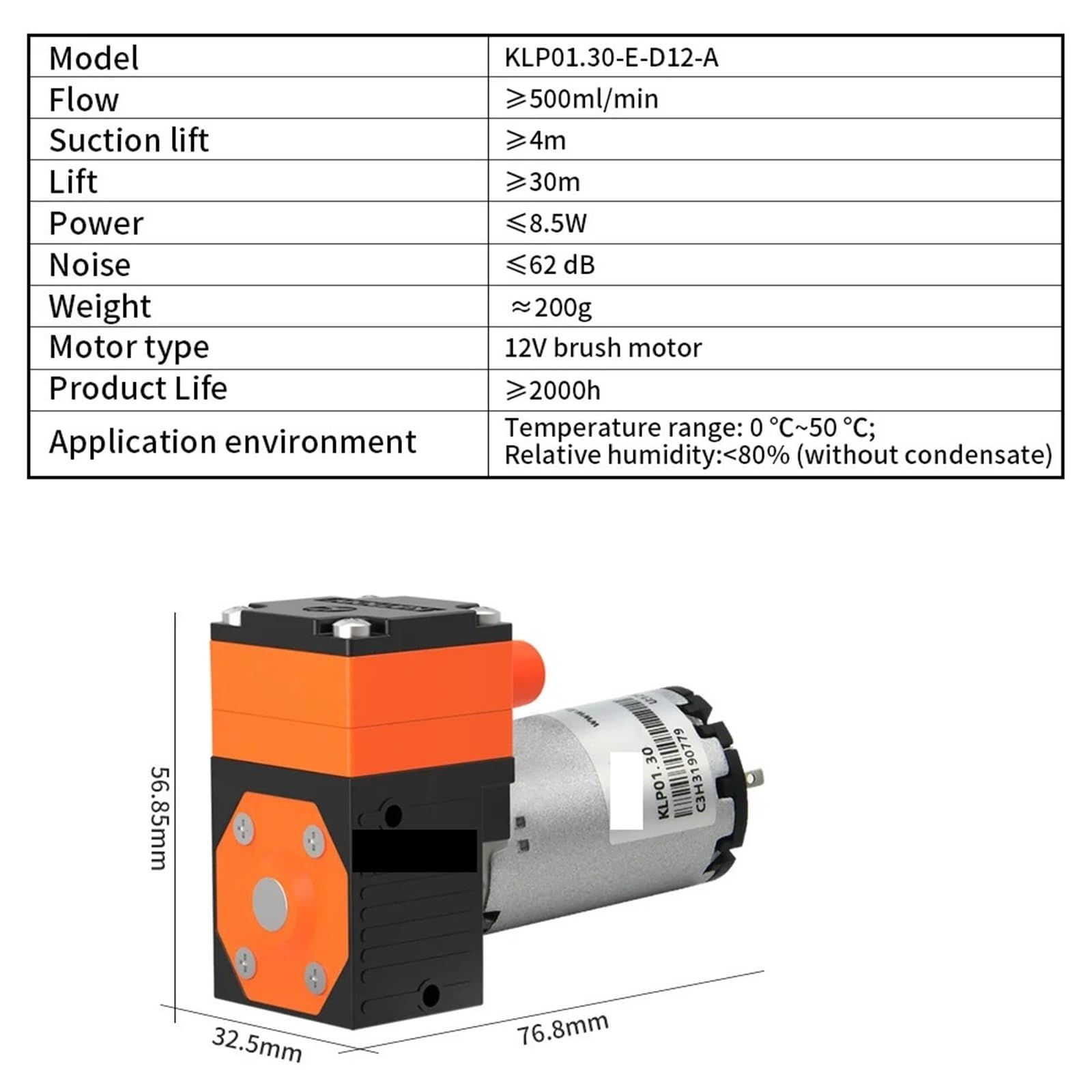 Bomba de diafragma alto caudal 600 ml/min, motor 12 V y 24 CC, presión líquido for laboratorio aguas residuales Fácil mantenimiento(12)