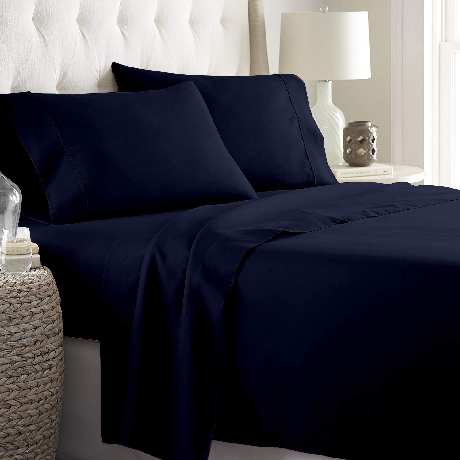 Cotton Sheets - 4-Piece Sheet Set for King Size 76