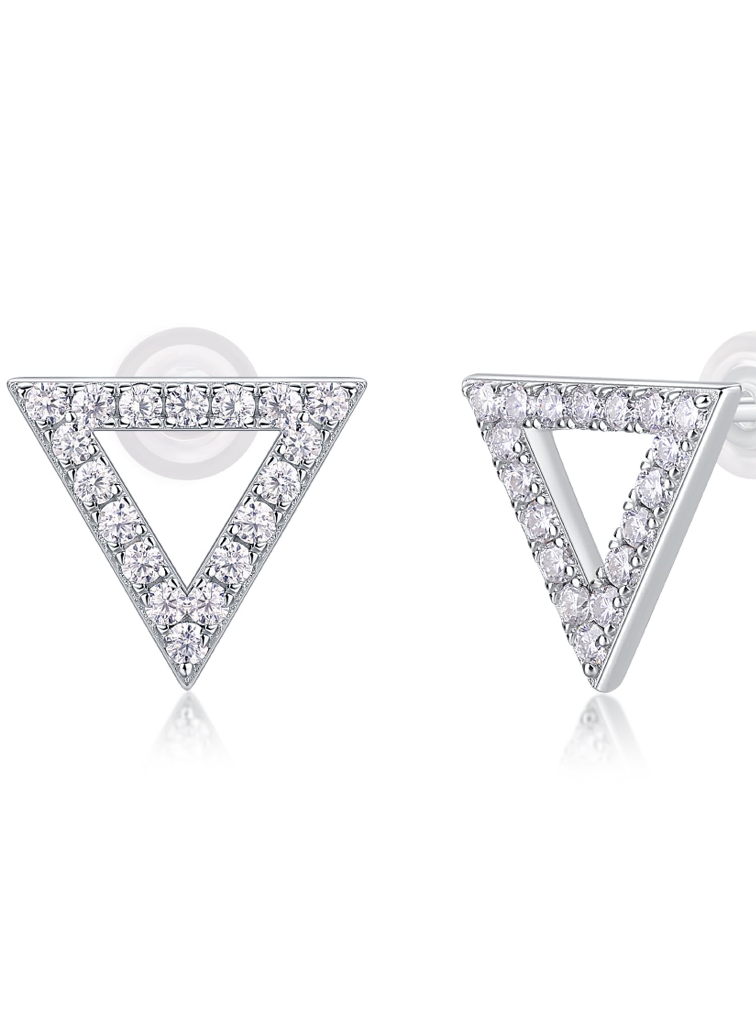 18K Gold over S925 Sterling Silver Diamond Stud Earrings for Women, Hypoallergenic Geometry Stud Earrings, D Color VVS1 Clarity, Elegant Gift for Her on Women's Day