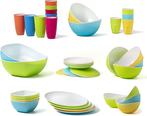 Miniatura 6 de Maxi Nature - Juego de 4 cuencos para ensalada, aptos para microondas, lavavajillas y congelador, cuencos de plástico irrompibles y ligeros, uso