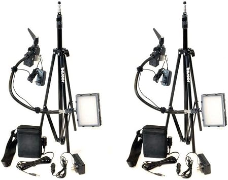 Grip-182KB Gripper Gooseneck Bi-Color 2-Light Kit, Includes FP-180 Dimmable LED Lights, Gooseneck Arms, Gripper Clamps, AC-180 Power Supply, LS-180 Light Stands and Slimline Lead Acid