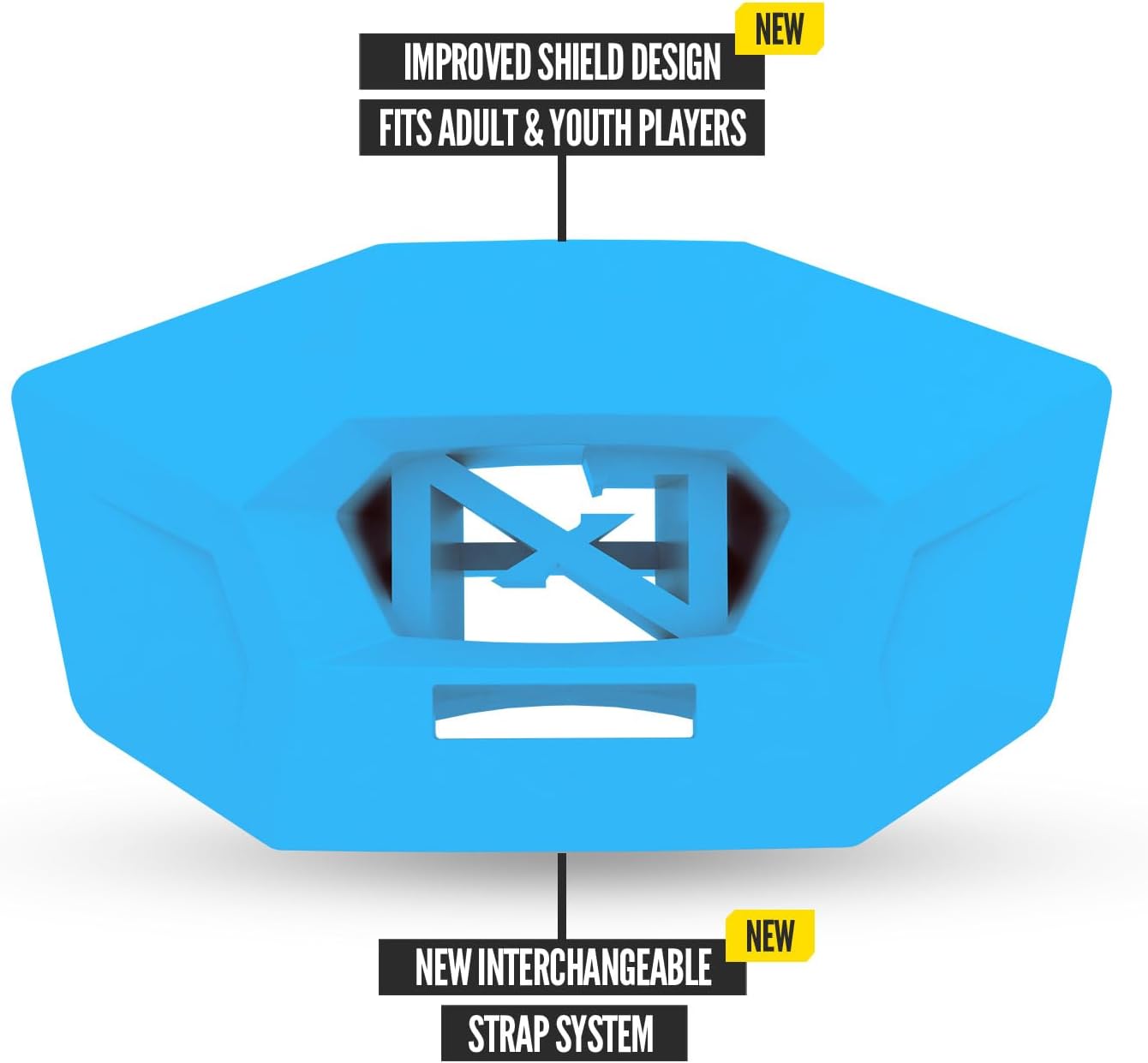 Nxtrnd One Pro Football Mouth Guard, Interchangeable Strap, Fits Adult & Youth (Neon Blue)