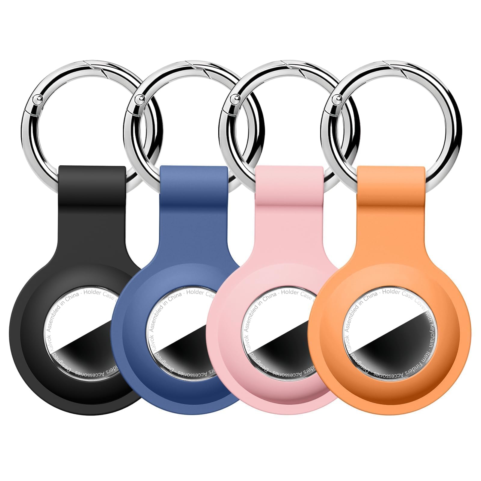 xalvok [4 Pack] for AirTag 2nd & 1st Gen Holder Case-Waterproof Shockproof & Anti-Scratch Cover for Air Tagholder GPS Trackers, Soft Silicone Keychain