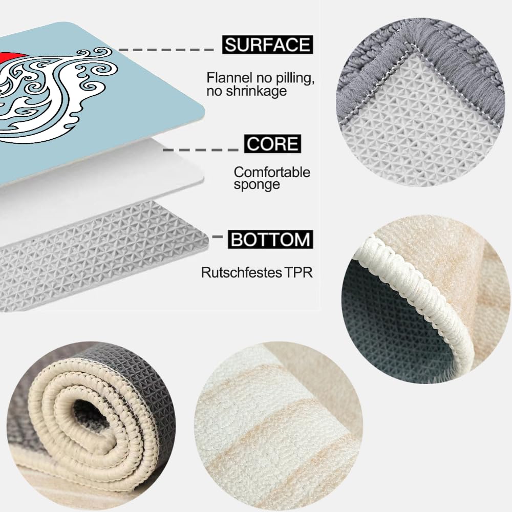 Tapis de Salon 140x200cm Style Japonais Tapis de canapé Décoration Maison Chambre Vagues De Kanagawa 3D Tapis de Sol pour Chambre à Coucher Salon Couloir d'entrée Salle à Manger Tapis De Mode Doux