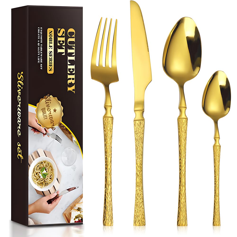 Set Posate Acciaio Inox 24 Pezzi Uso Quotidiano per Famiglia da 6