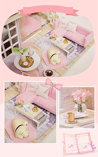 Miniatura 4 de Flever Kit de casa de muñecas en miniatura, habitación creativa con escena de apartamento tipo loft para regalo romántico de obras de arte (sueño