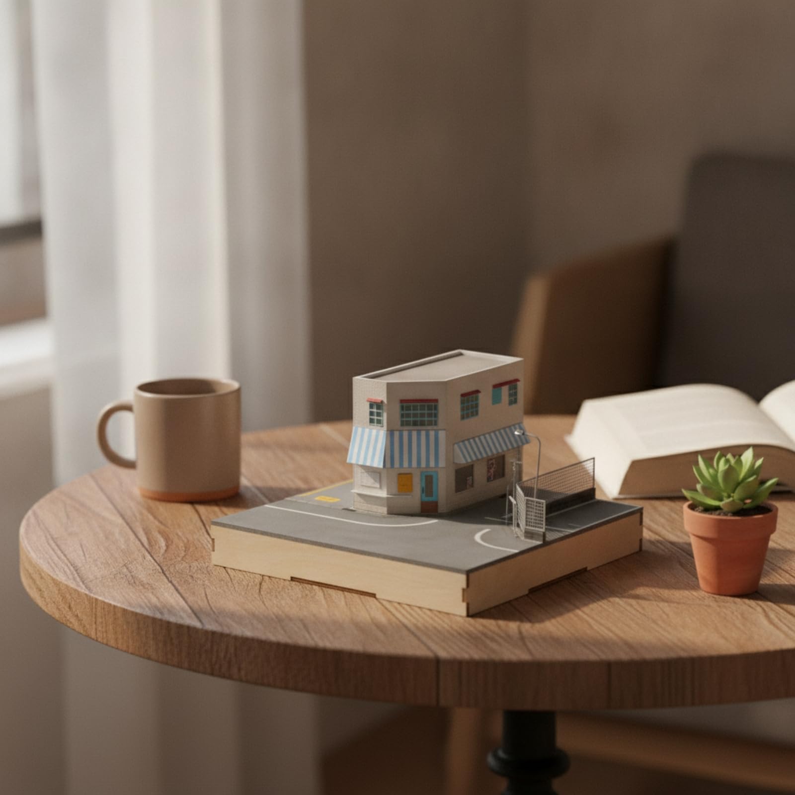 Scena in Miniatura 1:64 Modellino di Edificio da Tavolo Diorama Urbano per Esposizione
