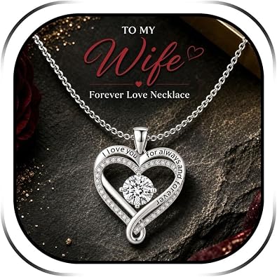 To My Wife Necklace Gifts for Wife from Husband Heart Love Dainty Charm Statement Pendant Valentines Day Jewelry Accessories Gifts
