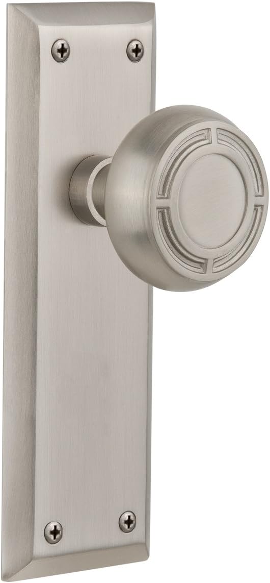 Flаѕh Sаlе Nostalgic Warehouse New York Plate with Mission Knob, Passage - 2.75", Satin Nickel