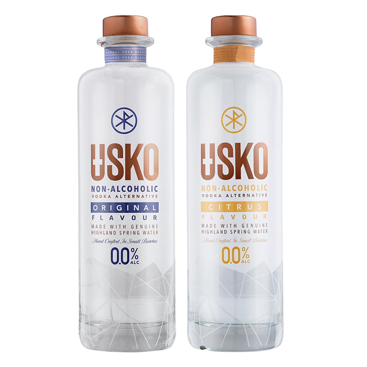 USKO Original and USKO Citrus Non Alcoholic Vodka 700ml | USKO Non Alcoholic Spirits | 0.0% ABV. Non Alcoholic Vodka Alternative, Original Flavor by Spirits of Virtue | Imported by Think Distributors