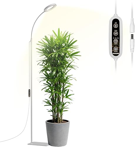 PRONORO Luz de cultivo para plantas de interior, luz LED de espectro completo, luz de crecimiento de pie para plantas grandes, temporizador de