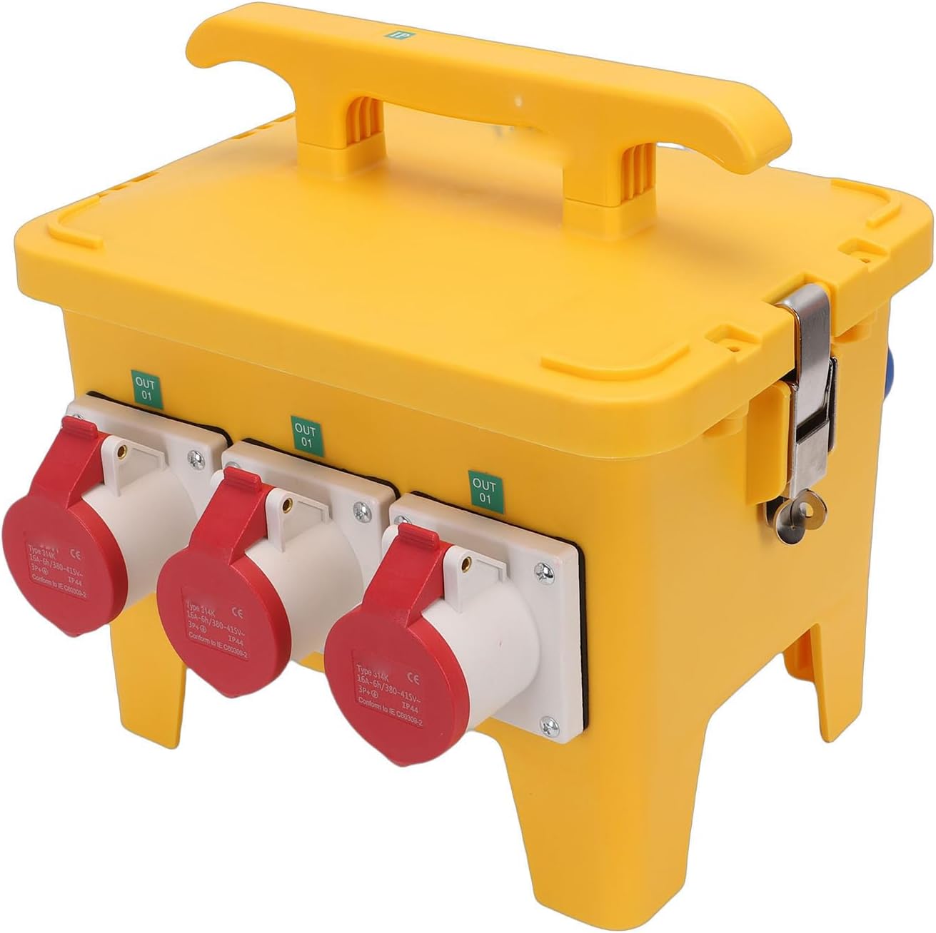 Luocute Power Distribution Box, 16A Water Proof Outdoor Power Distribution Box with 3P 4P Female CEE Sockets, Suitable for Construction Industrial Garden