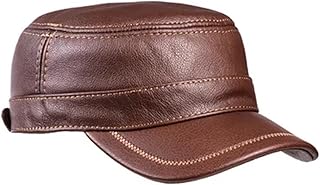 Sombrero de Cuero Vintage Sombrero de Invierno for Hombre, de Piel auténtica, de Piel de Vaca, Informal, Fino, con Parte Superior Plana, Color Negro, marrón y sólido Otoño e Invierno