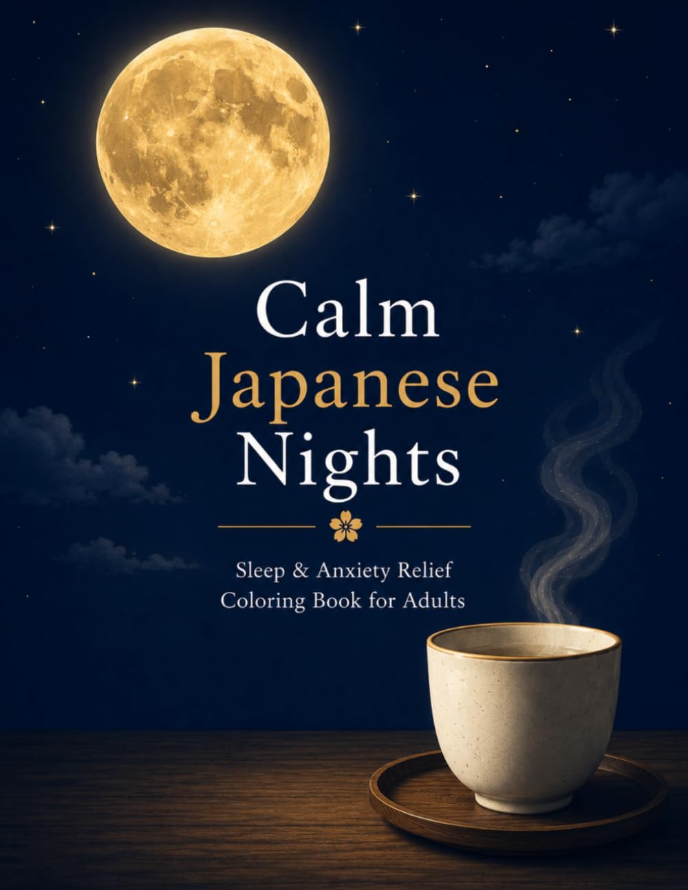 Calm Japanese Nights: Sleep & Anxiety Relief Coloring Book for Adults