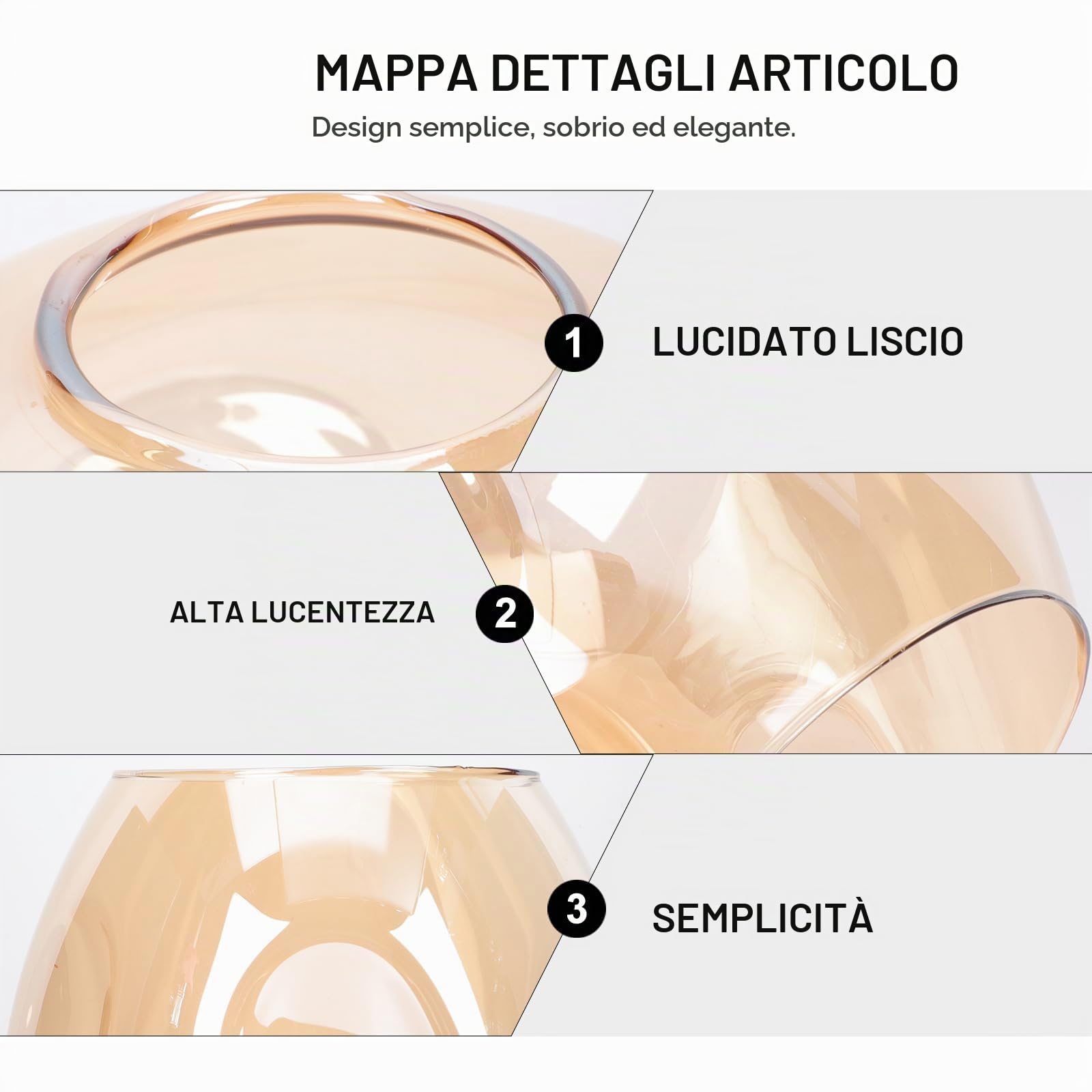 Paralume in Vetro Trasparente Accessorio Lampada Sostitutivo Per Lampade Da Tavolo Piantana E Applique Design Moderno Semplice Ed Elegante