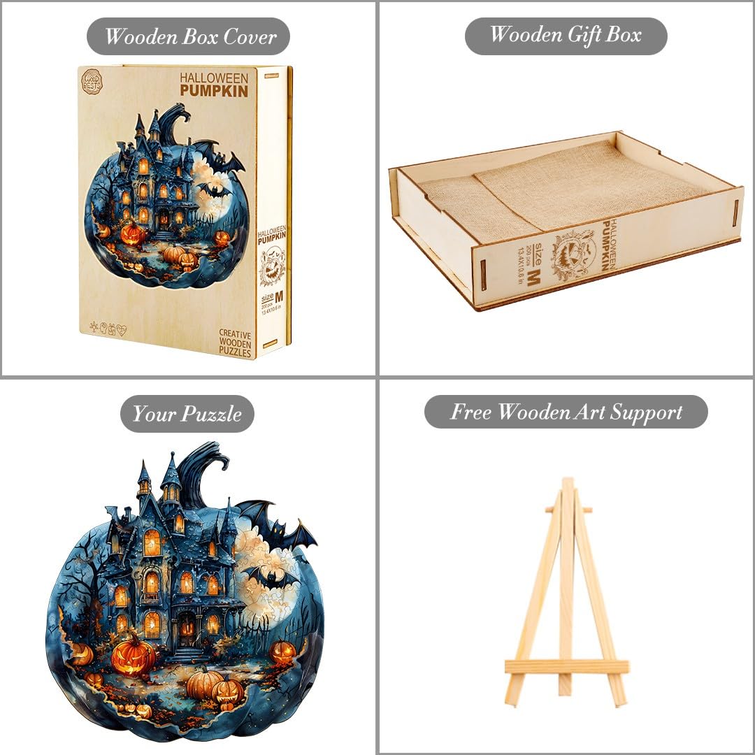 WOODBESTS Holzpuzzle Für Erwachsene - Kürbis Design 270 Teile 34x33cm