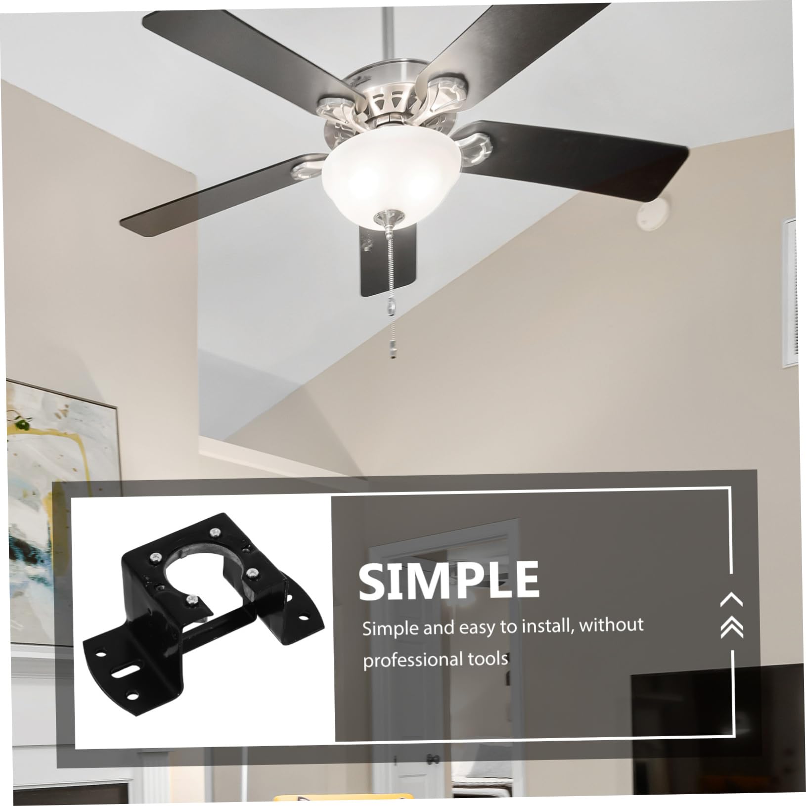 Yardenfun Kit de Montaje para Ventilador de Techo Soporte de Instalación para Techos Inclinados Adaptador Compatible Varios Hierro Resistente Fácil de Instalar para Hogar Color Negro