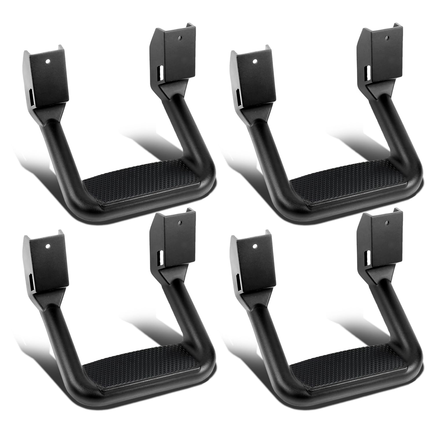 Auto Dynasty 1 Inches Universal Side Step with Mounting Brackets for Pickups & Trucks, Aluminum, Black Powder Coated, Set of 4