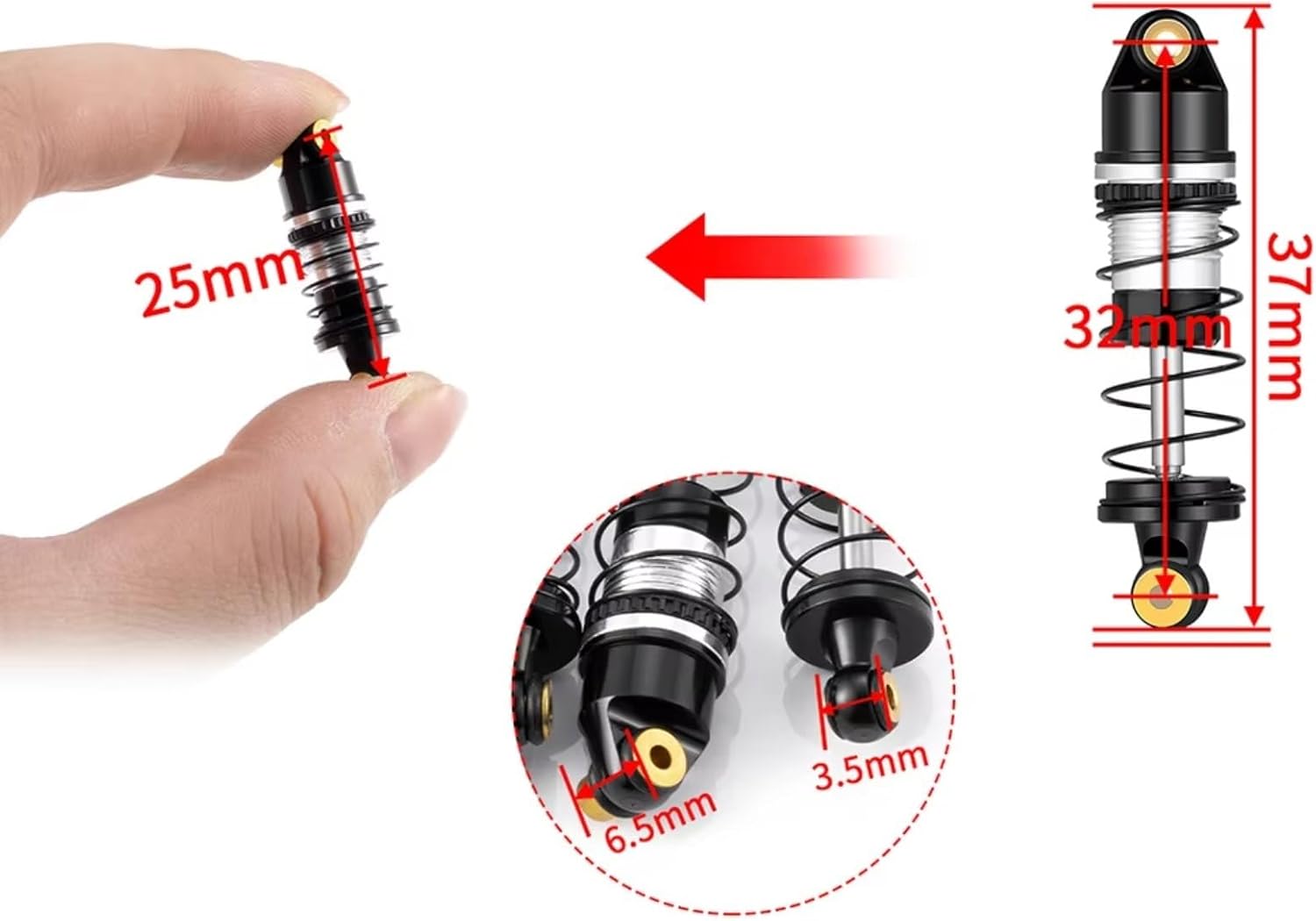 For Losi Micro-B 1/24 1セット アルミ合金製 フロント&amp;リアショックアブソーバー RCバギートラック用