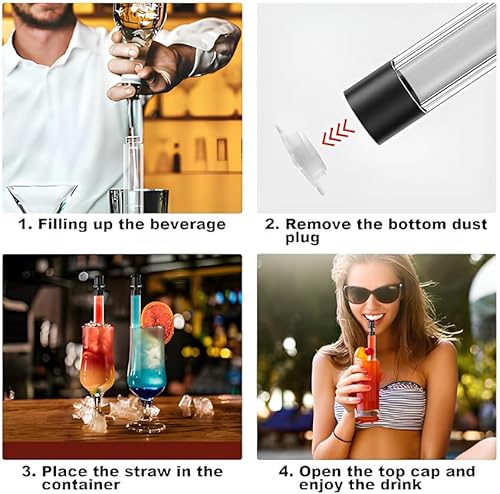 Miniatura 6 de ZHYPFF 1 popote para chupito, para la playa, piscina, fiestas, funciona con todas las botellas y vasos (negro)