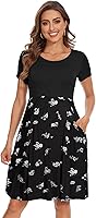 Vista 3 de Vestido de maternidad de manga corta para mujer, ropa de embarazo con bolsillos