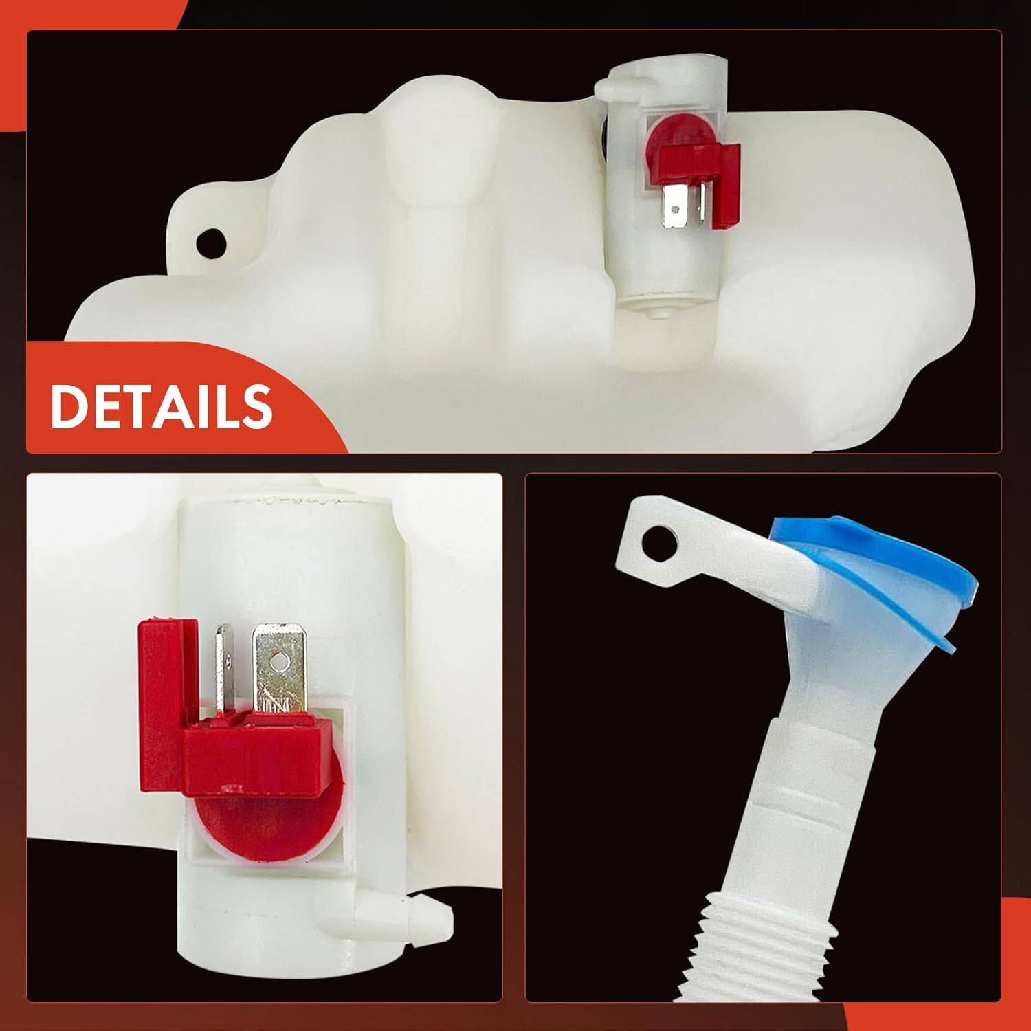 A-Premium Windshield Washer Reservoir Compatible with Select Honda Models - Accord 1994 1995 1996 1997, with (Washer Pump/Cap/Filler Neck/Hose) - Replace# 76841SV4A01