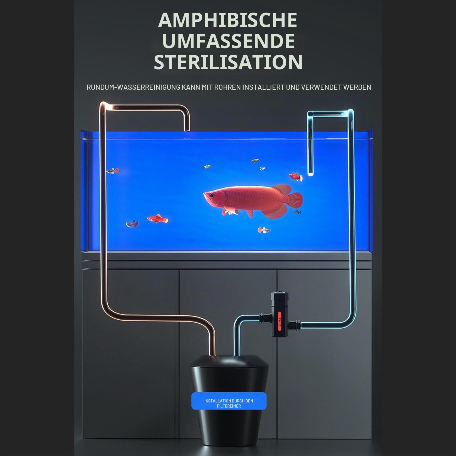 Fockety Aquarium-Reinigungslicht, 7 W UV-Aquarium-Desinfektions-Tauchlicht mit 4-Gang-Timer, Automatische Umwälzung, Verdicktes, Explosionsgeschütztes Quarzrohr, (EU-Stecker 220 V)