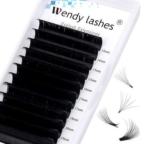 Wendy Lashes - Extensiones de pestañas de volumen 0.03, rizo CD, mixtas de 14-20mm - Pestañas Easy Fan de despliegue rápido 3D, 4D, 6D, 10D, 20D