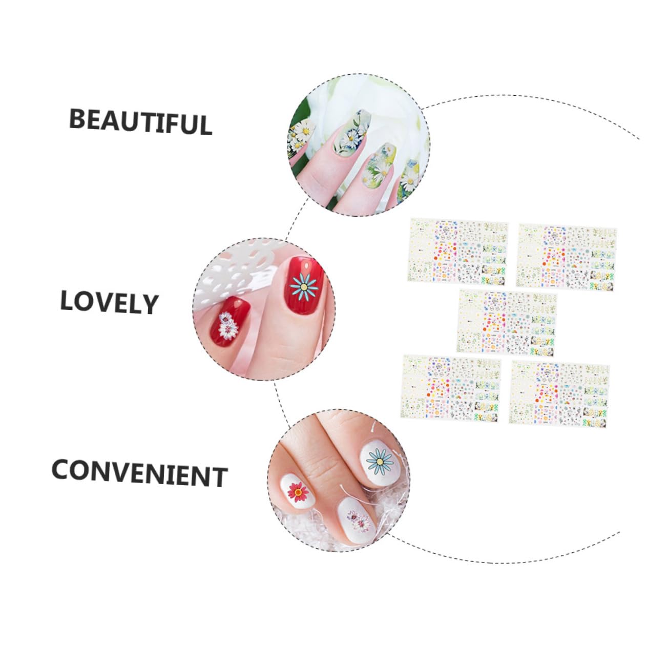 Healeved 15fogli Adesivi Per Unghie Con Fiori Decorazioni Nail Art Per Manicure e Salone Facili Da Applicare e Resistente Per Donne e Ragazze