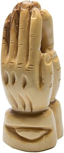Madera de olivo manos rezando Estatua Escultura Figura decorativa de Jerusalén Tierra Santa 4"