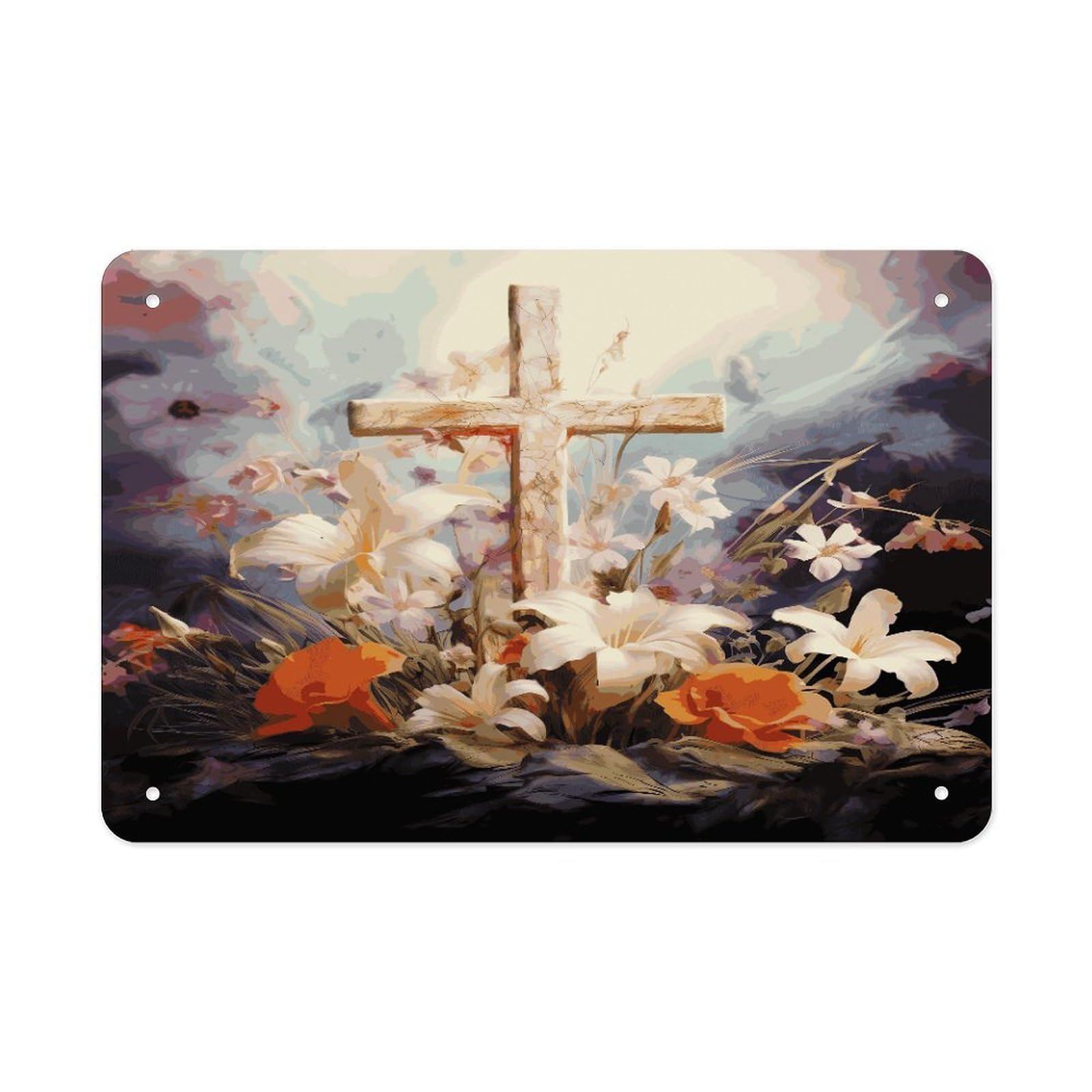 Fodpand Style Easter Cross Art Wall Art Metal Signs Tin Sign