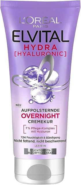 L'Oréal Paris Elvital Overnight Cremekur, krem nawilżający i ujędrniający, Hydra Hyaluronic, 200 ml