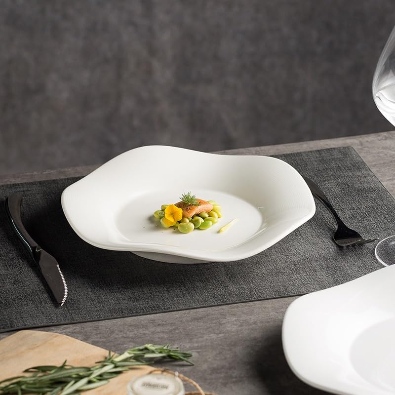 Talerze obiadowe 21,5 cm biały prosty talerz zastawa stołowa codzienne danie śniadanie kuchnia molekularna deser ciasto pieczenie sałatki talerze (28 cm)