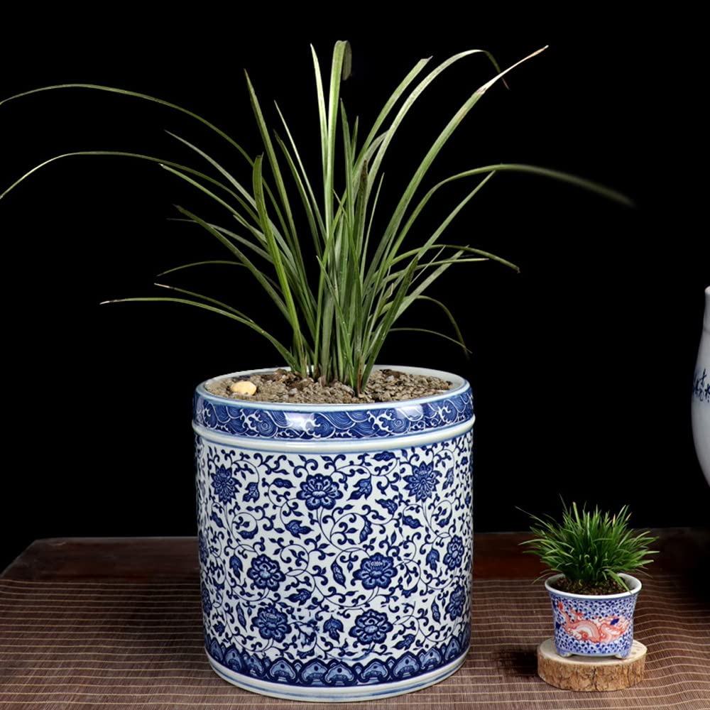 DFGHNBVC Ceramic Planter Pots - Reel Cylinder Storage Cylinder Porcelain Decorative Flower Pots Indoor Plant Container With Drainage Hole Desktop Small Flowerpot Indoor Home Decor,With Holes