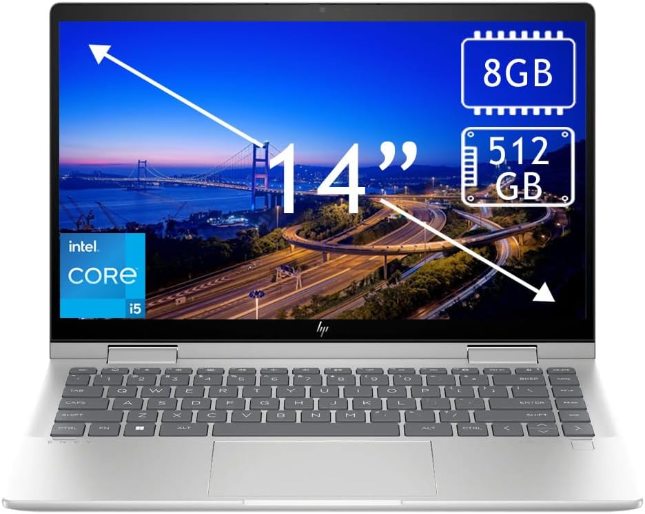 (Upgraded) Tuners Envy X360 14-es1013dx Laptop With 14-Inch FHD IPS Touch Display, Intel Core 5-120U,8GB RAM, 512GB SSD,Intel Iris Xe Graphics, Windows 11, Finger Print, English Silver