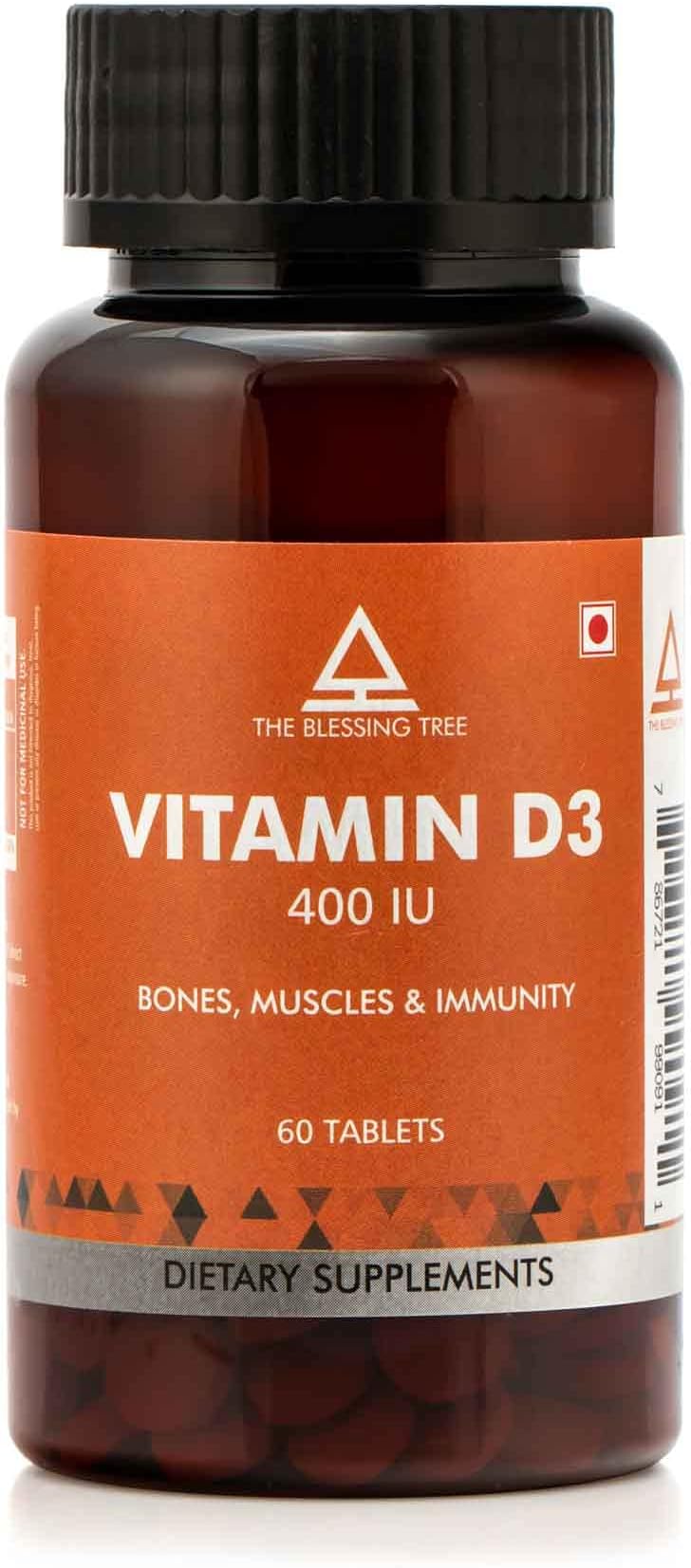 The Blessing Tree Vitamin D3 400 IU Supplement. 60 Tablets.