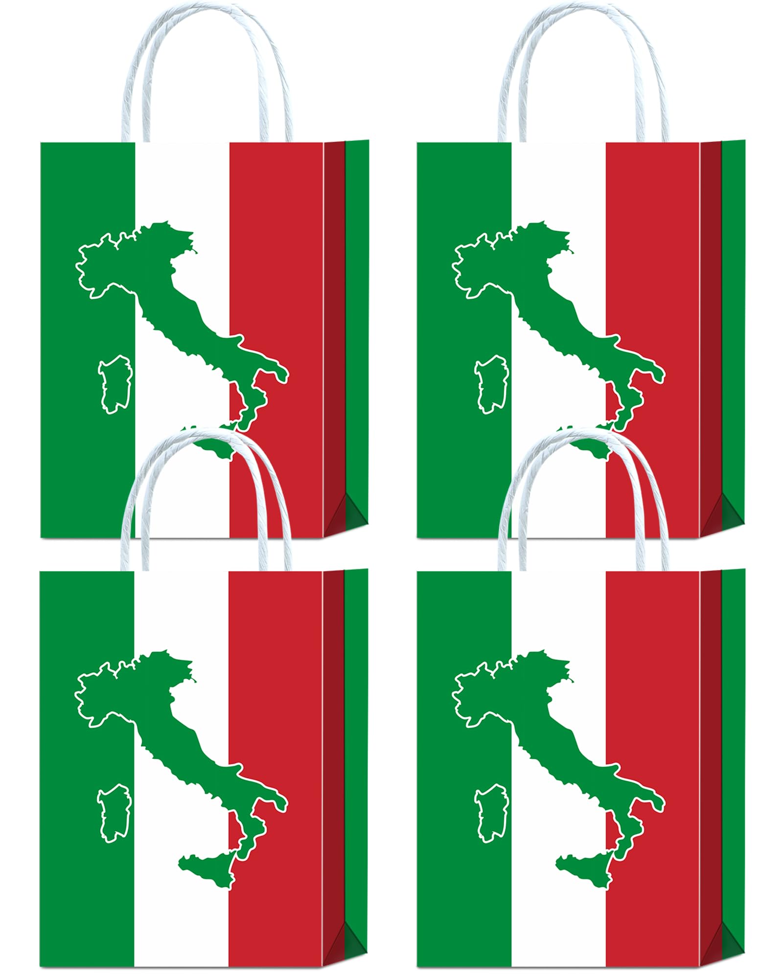 Brattol 16 Pieces Italian Flag Birthday Goodie Bags,Italian Flag Red White and Green Gift Snacks Treat Candy Favors Bags for Italian Theme Family