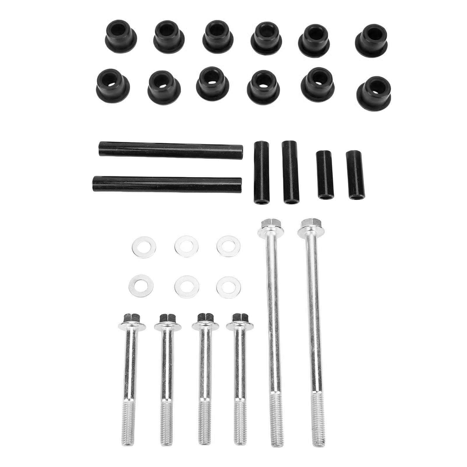 Front Bushing Kit with Screws 102287401, Club Car Lower Spring and Upper A Arm Polyurethane Bushings and Sleeves Replacement, for Club Car Precedent 2004-up (black)