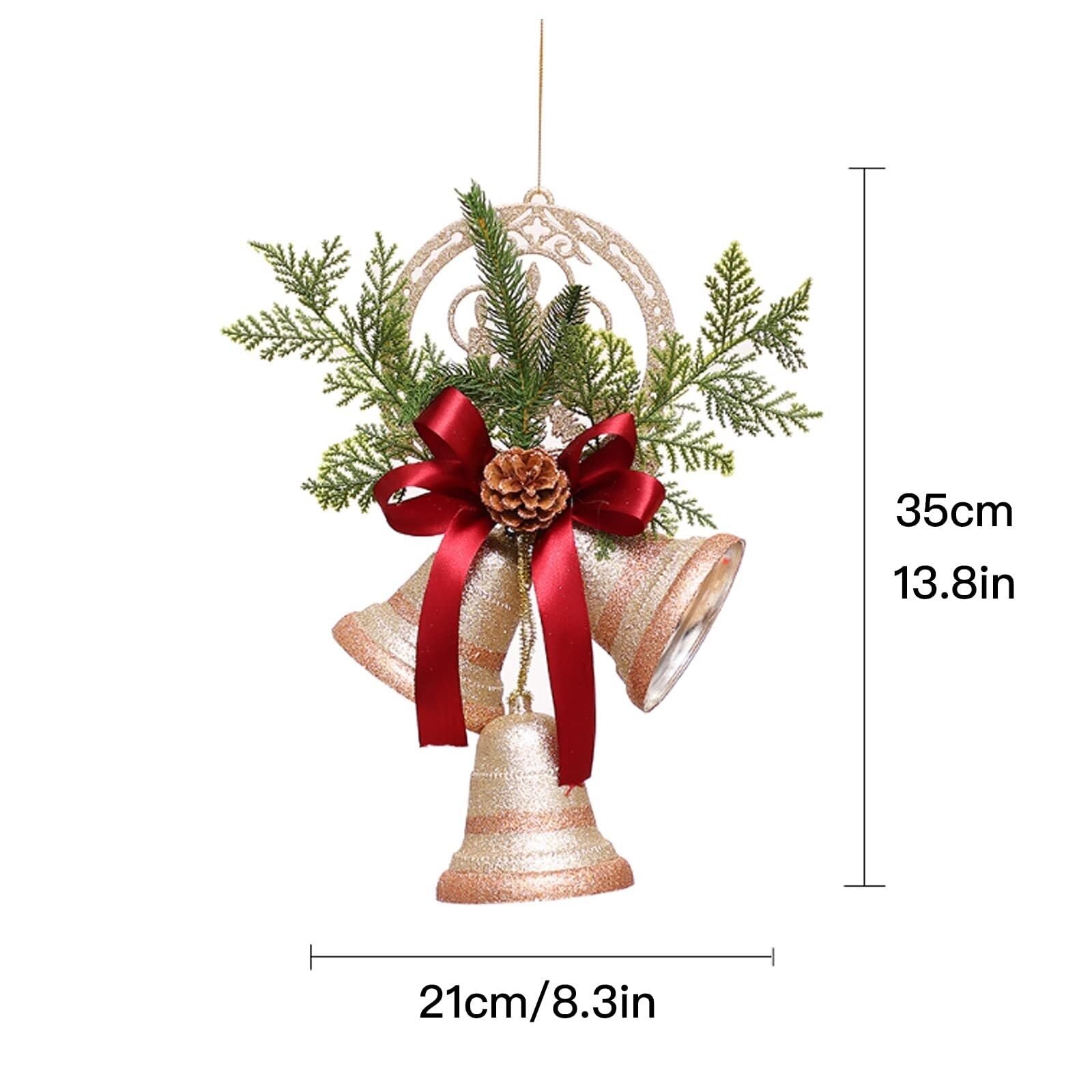 Campanelle Natale 2 Pezzi Ornamenti for Campane di Natale Decorazioni Natalizie Rustiche da Appendere for Albero con Pino Decorazioni(Rot)