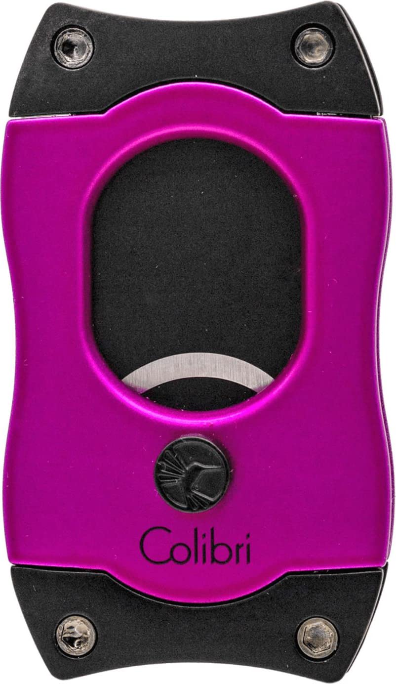Colibri S-Cut II - Cúter para puros (corte doble de 26 mm, medida de anillo 66, botón de cierre, cuchillas de acero inoxidable, diseño ergonómico), color rosa y negro