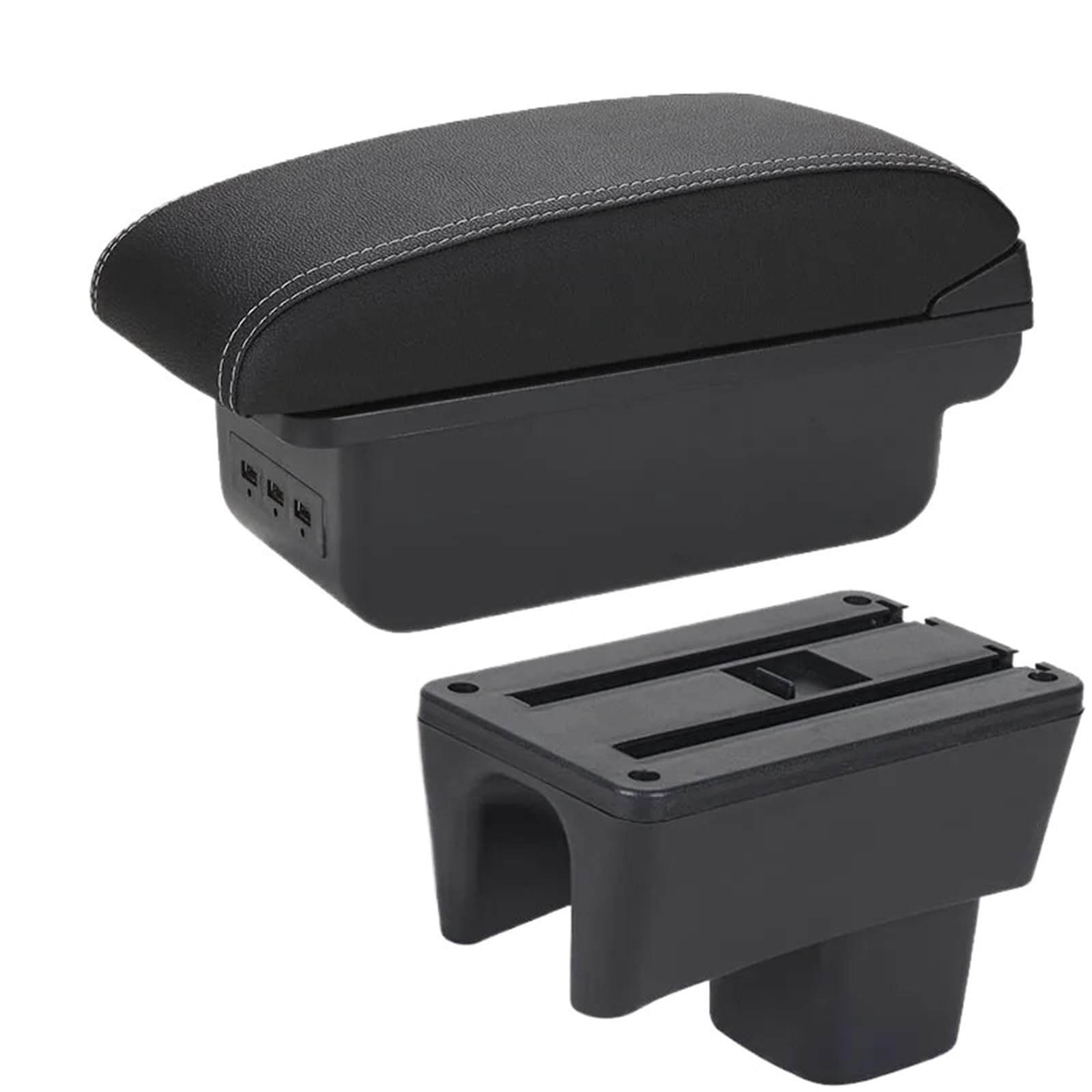 AWGNTQQ Car Armrests For Suzuki For Swift 2005-2024 Car Armrest Interior Details Storage Box Retrofit Parts(B3 Black white 3USB)