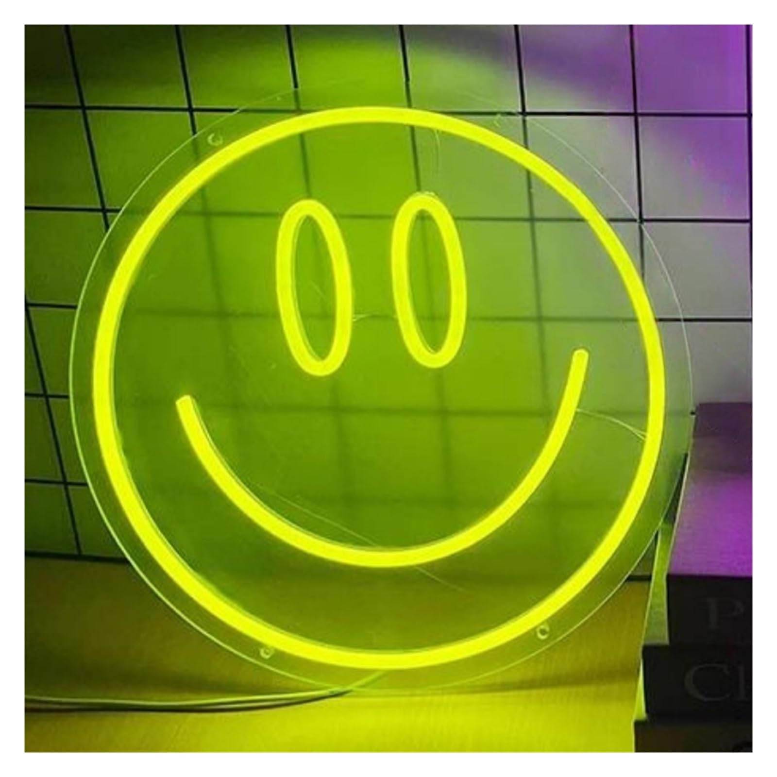 Lemst Yellow Signs Lamp Smile Face Neon Signs Usb Powered Adjustable Brightness Round Face Neon Lights, Suitable For Party Decor Neon(,25X25cm)