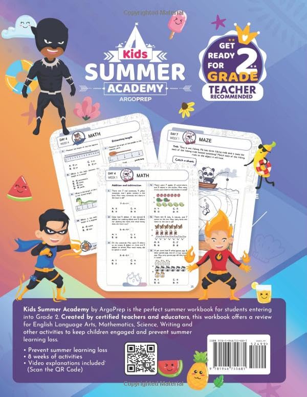 Kids Summer Academy by ArgoPrep - Grades 1-2: 8 Weeks of Math, Reading, Science, Logic, Fitness and Yoga | Online Access Included | Prevent Summer Learning Loss - Image 2